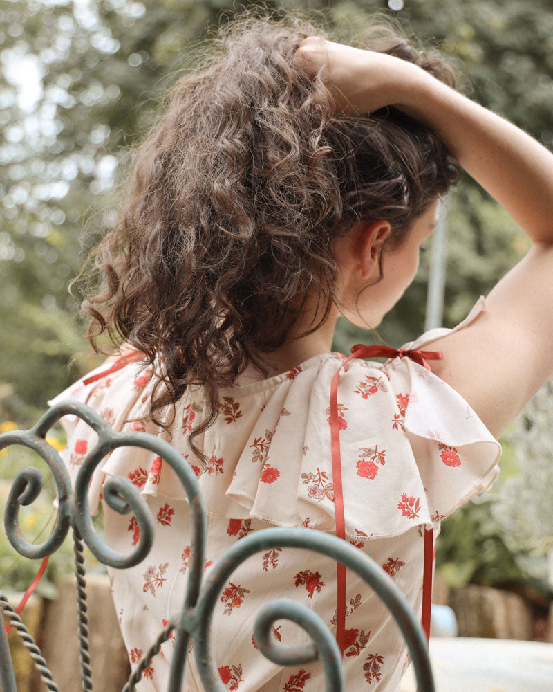 Atelette--Consciously remaking vintage heirlooms one at a time-- Appalonia Dress, vintage 1940s inspired dress made with an 18th century reproduction floral print